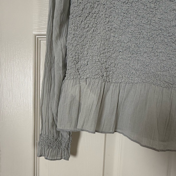 By Anthropologie Balloon-Sleeve Smocked Peplum Blouse | Small - Picture 3 of 8